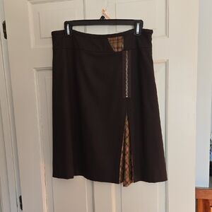 Garnet Hill Black Skirt with Plaid Detail